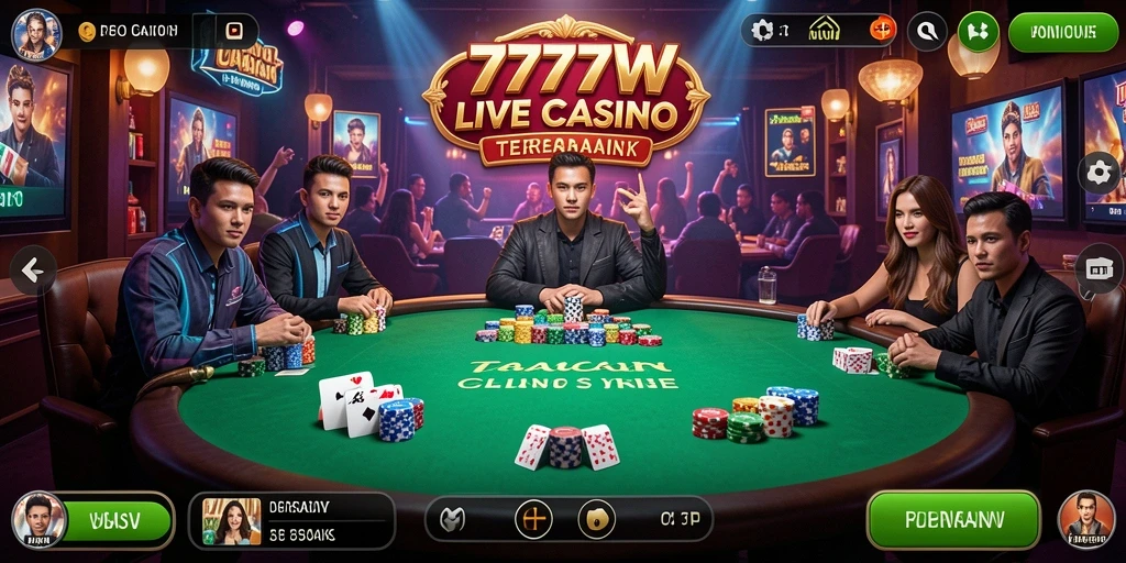 Tampilan gameplay Live Casino yang mendebarkan di 7777W.