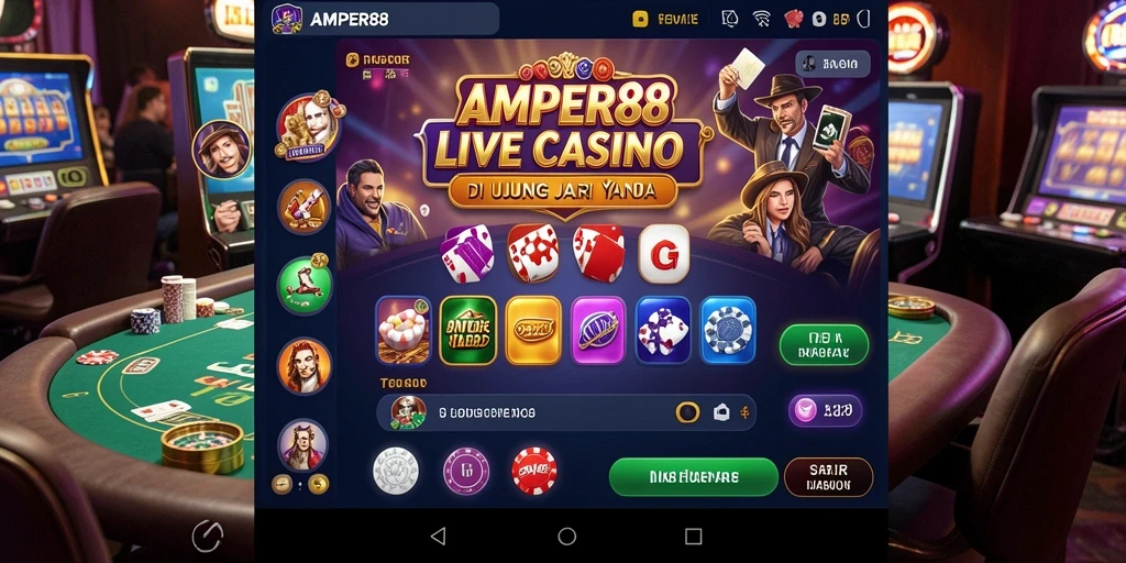 Screenshot AMPER88 menunjukkan dealer langsung dan gameplay yang mendebarkan.