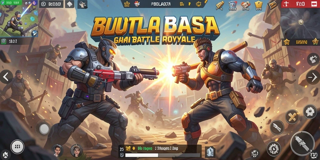 Tangkapan layar gameplay BOLA07 menampilkan pertempuran intens dengan banyak pemain.