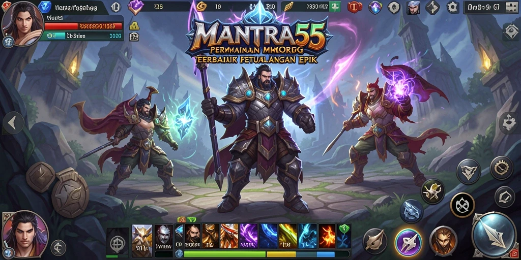 Tampilan gameplay MANTRA55 yang memukau dan penuh aksi.