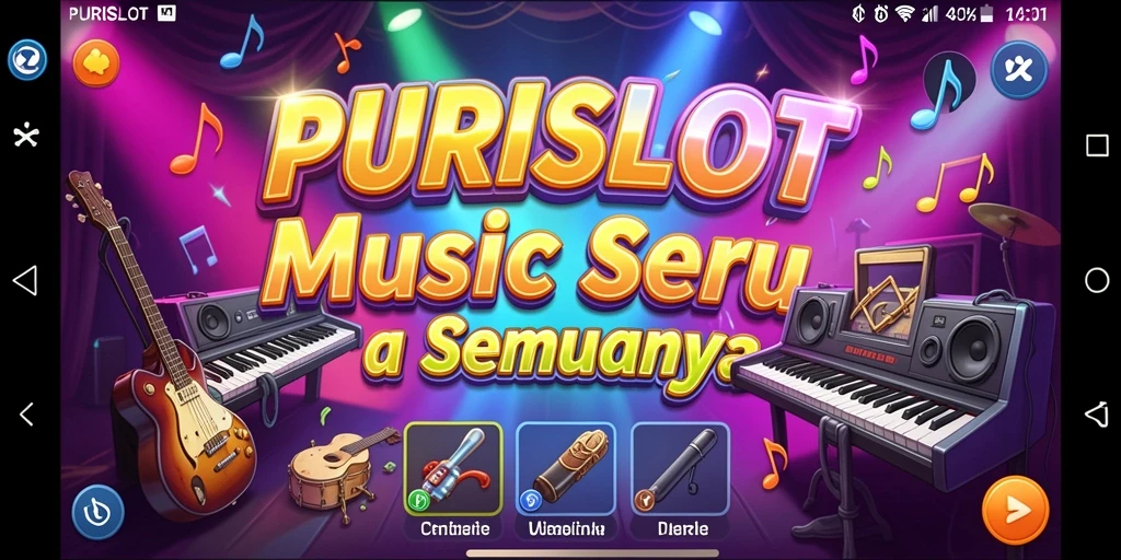Tampilan gameplay <strong>PURISLOT</strong> yang menakjubkan dengan berbagai pilihan lagu.