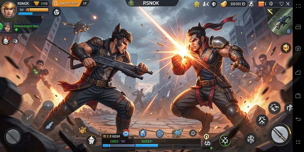 Tampilan gameplay RSNOK yang intens dan mendebarkan di arena pertempuran.