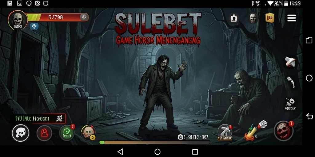 Screenshot dari gameplay SULEBET menampilkan atmosfer horor yang mencekam.