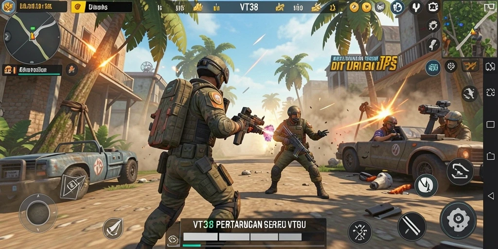Tampilan seru gameplay VT38 dalam pertempuran TPS.
