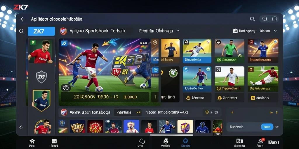 Screenshot ZK7 menampilkan antarmuka Sportsbook yang menarik.